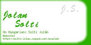 jolan solti business card